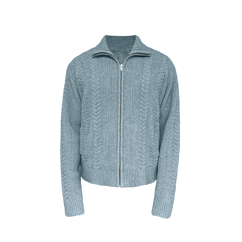 JCAESAR Wheat Ear Twisted Zipper Sweater