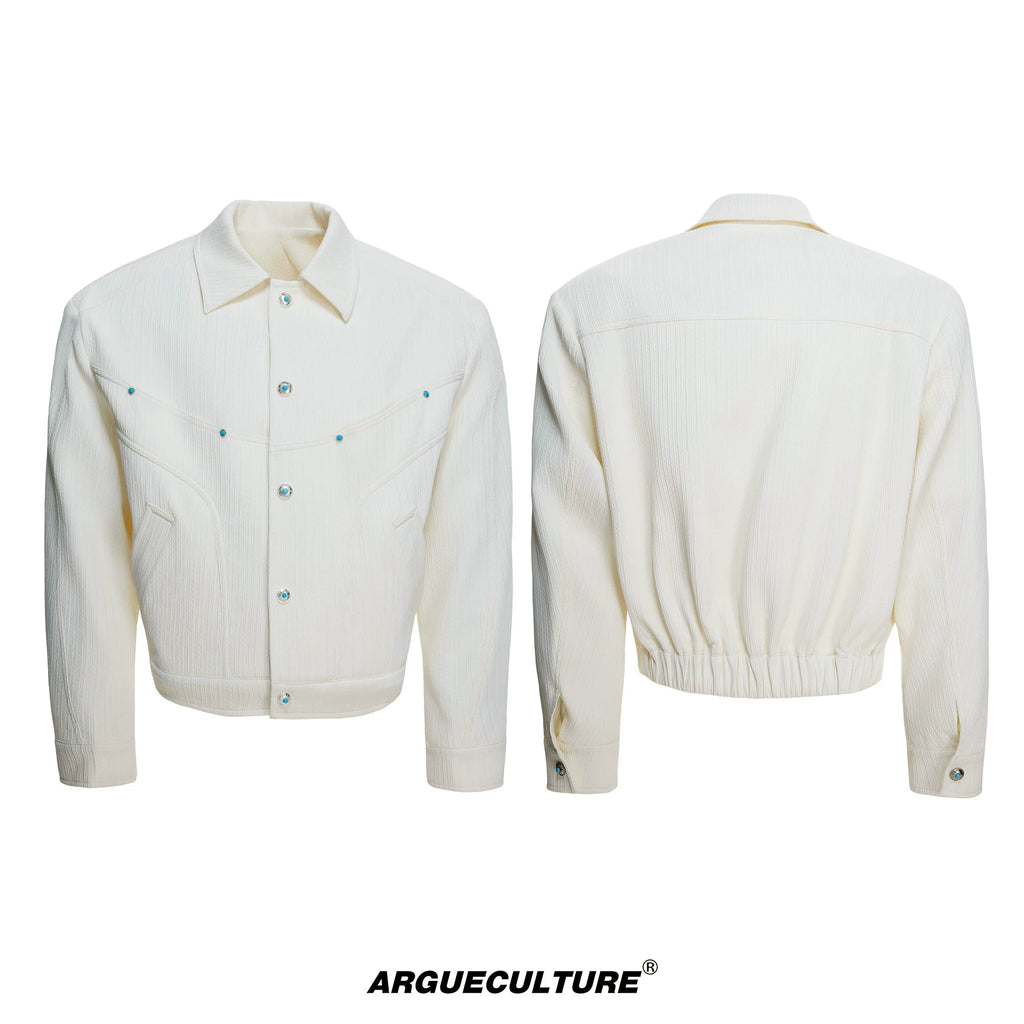 ArguE CulturE Textured Wheat-Stalk Jacket & Turquoise Straight-Leg Pants Set