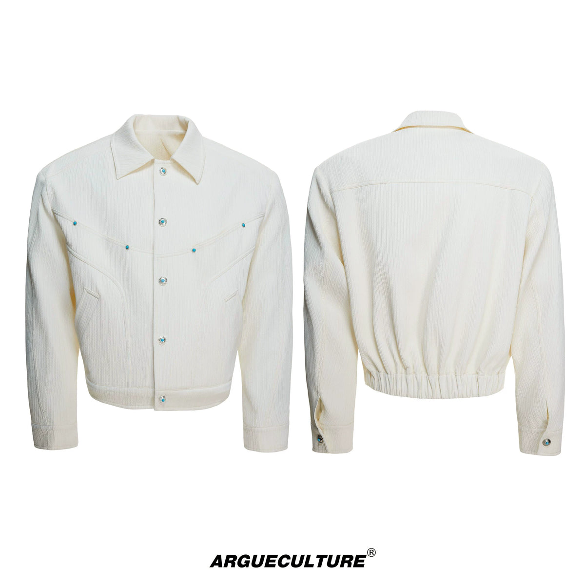 ArguE CulturE Textured Wheat-Stalk Jacket & Turquoise Straight-Leg Pants Set