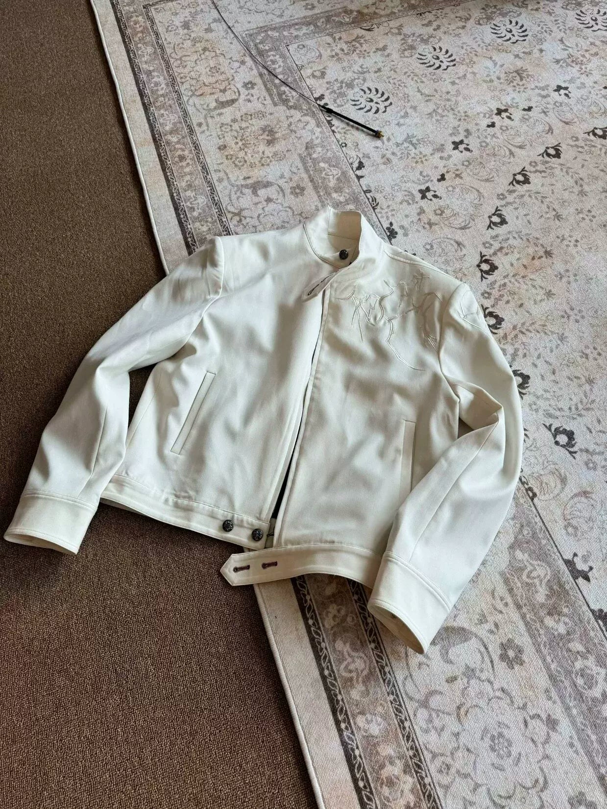 AMBSOM “Thorn” 3D Embroidery Padded Cropped Jacket