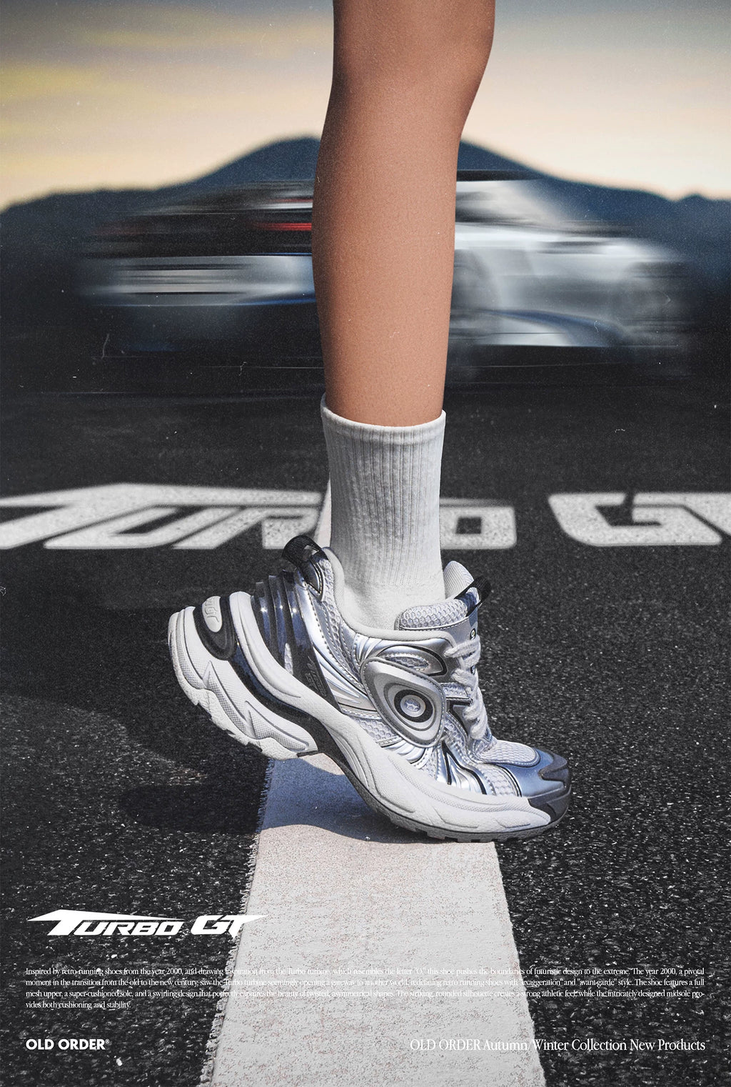 OLD ORDER Metallic Silver Chunky Platform Dad Sneaker