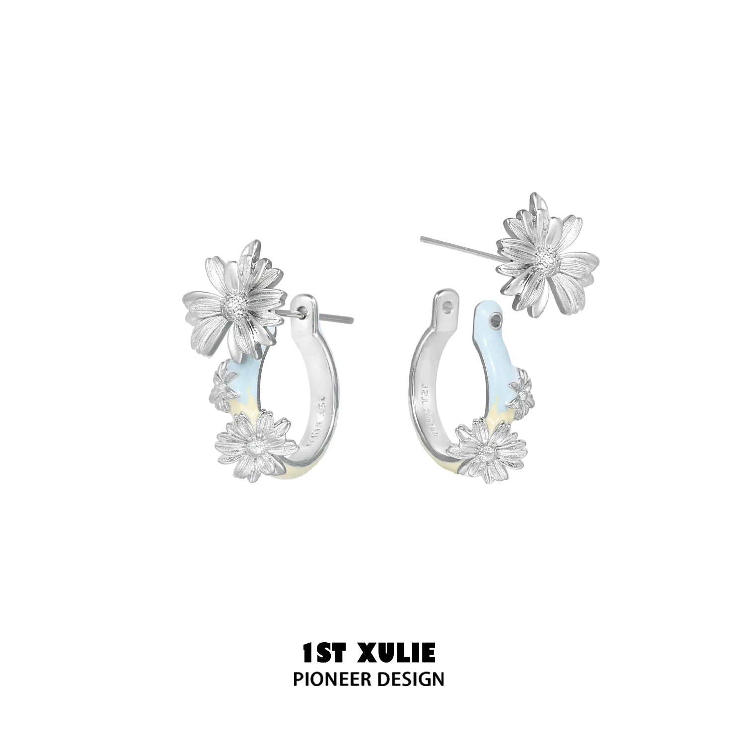 1ST XULIE Daisy Stud Earrings - Detachable Hypoallergenic Silver Pin