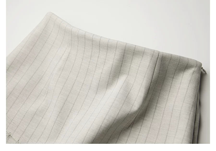 INDULGE Irregular Striped Scimitar Wide-leg Slacks