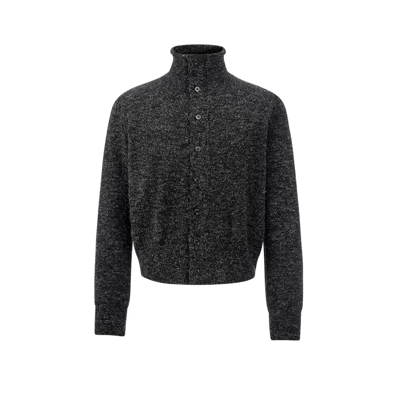 DM Tenacious Heathered Knit Half-Turtleneck Cardigan