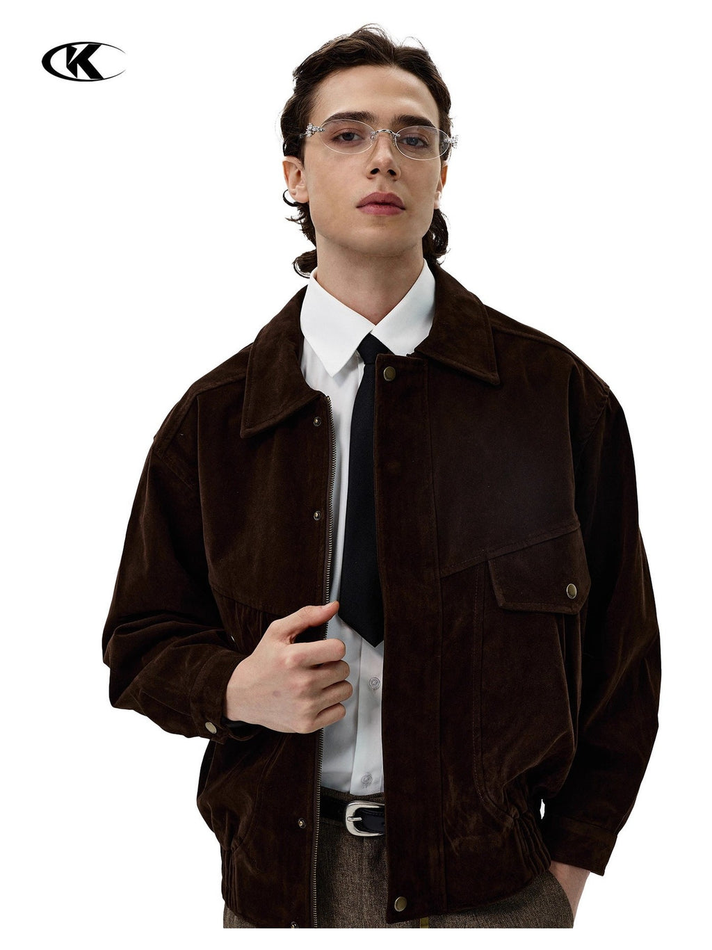 11KN Maillard Loose Faux Suede Lapel Jacket