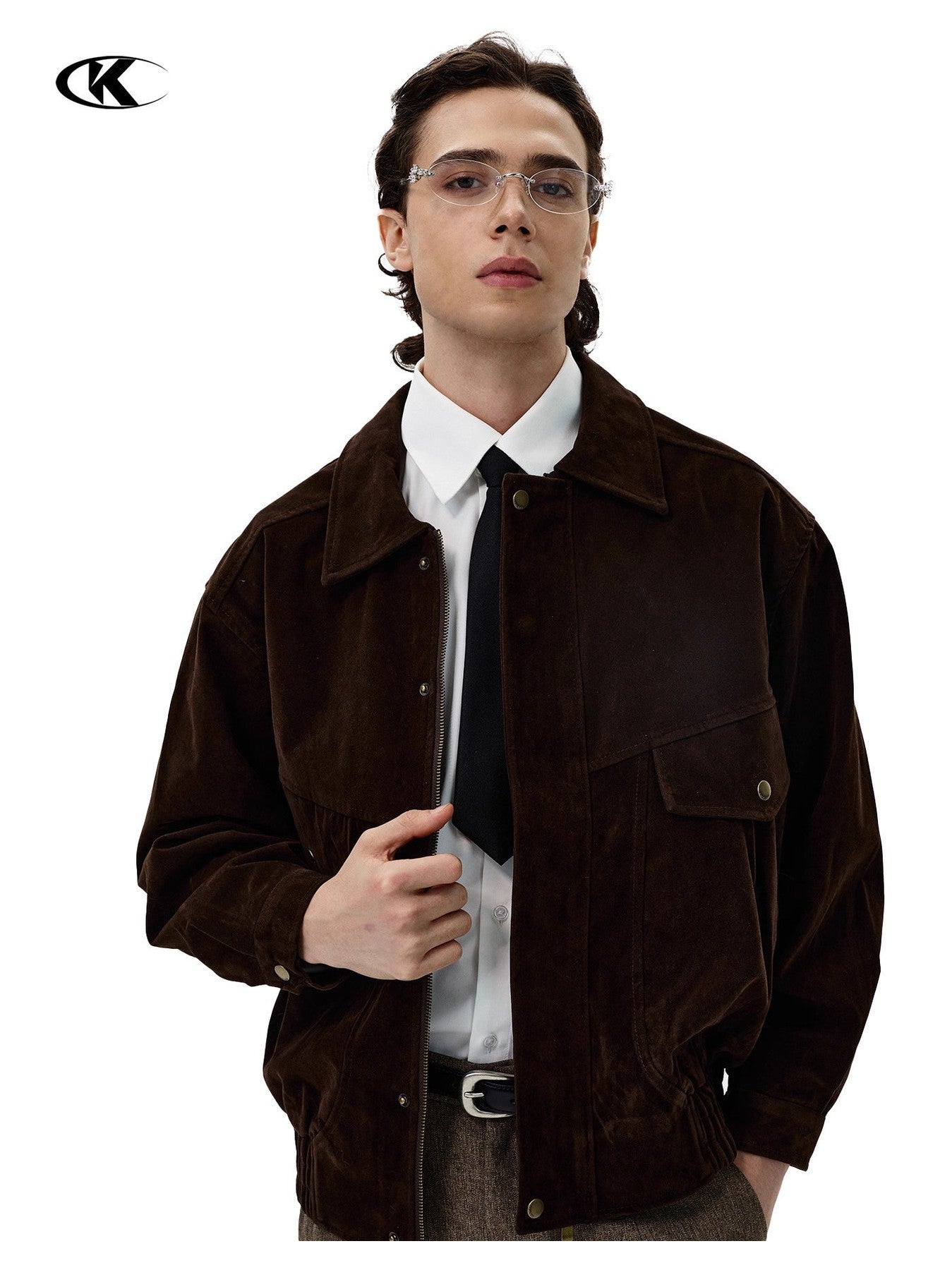11KN Maillard Loose Faux Suede Lapel Jacket