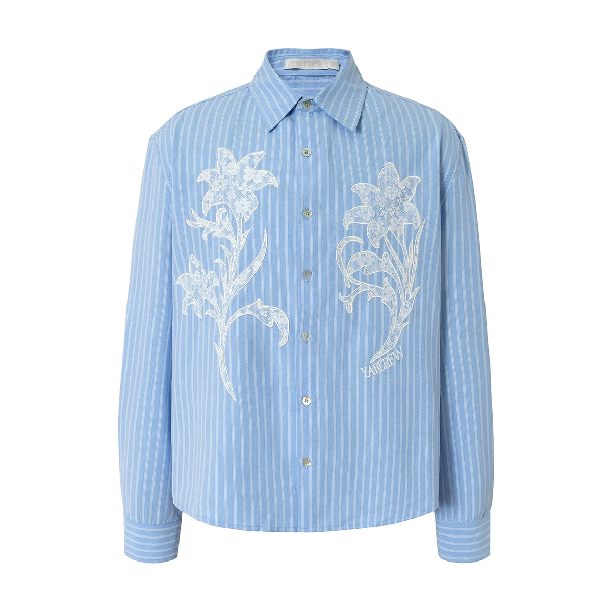 YADcrew Striped Embroidered Relaxed Long-Sleeve Shirt