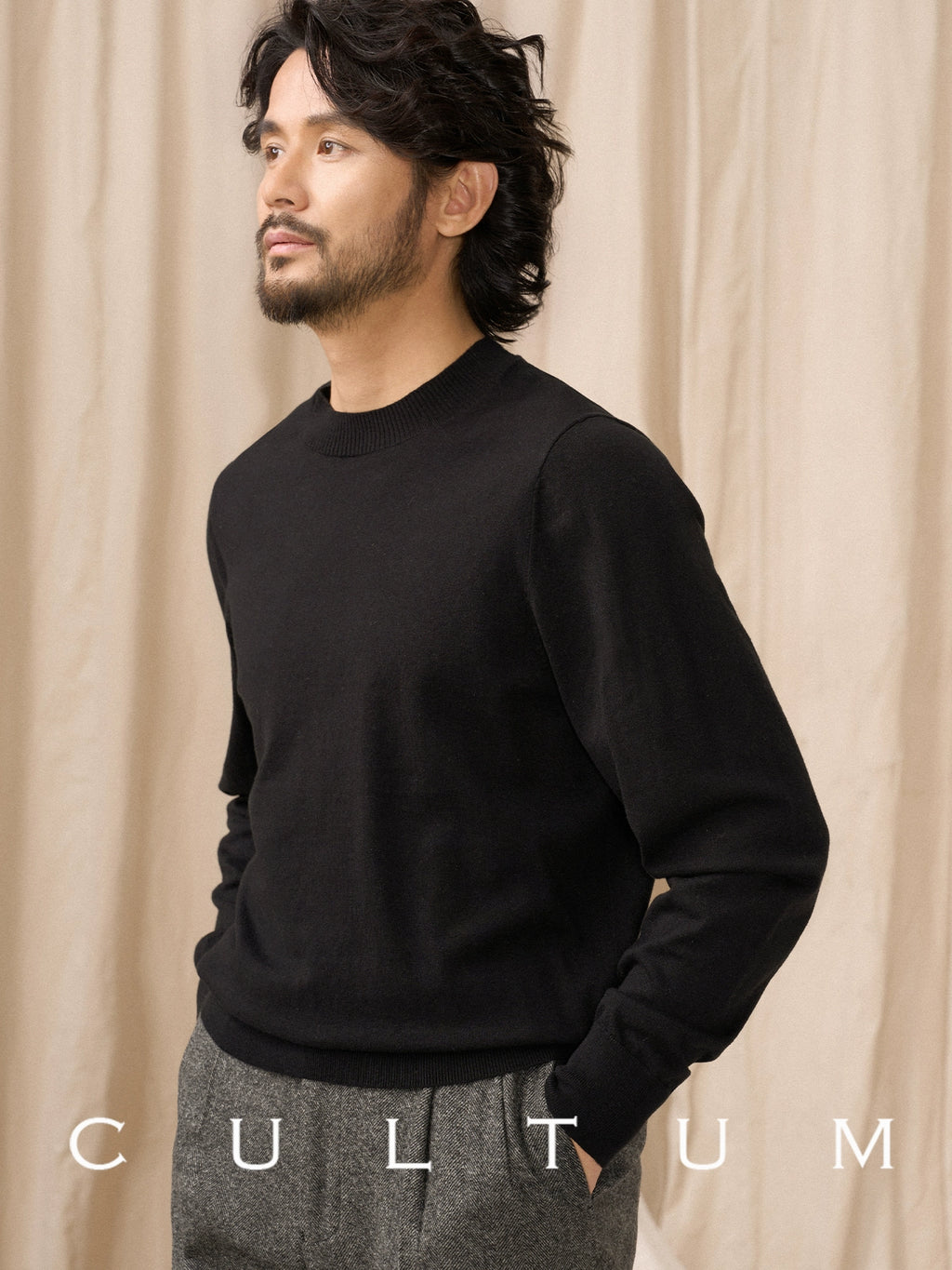 CULTUM Casual Basic Versatile Crew Neck Knitted Bottom Shirt