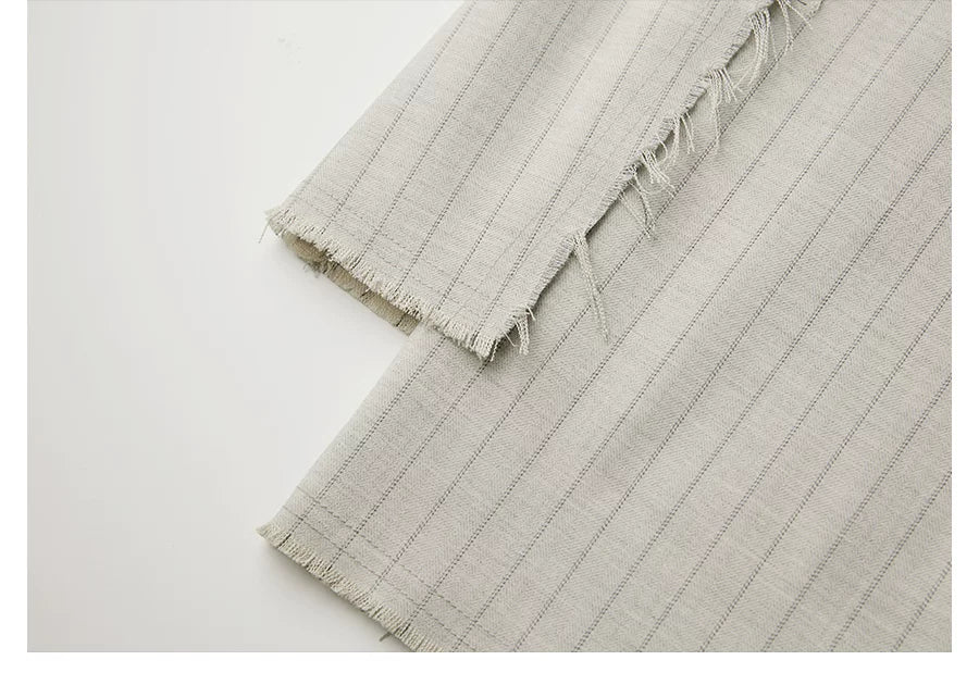 INDULGE Irregular Striped Scimitar Wide-leg Slacks