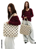 BINGBONG Retro Patch Large Capacity Simple Shoulder Bag