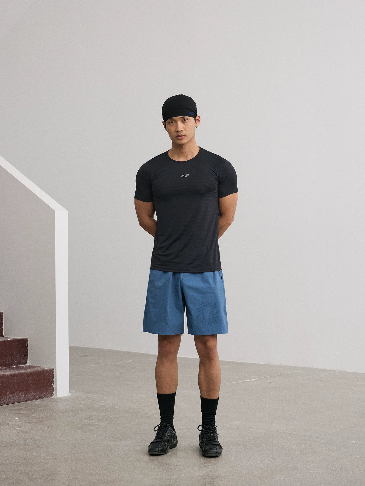 AFTERGLOW Checkered Contrast Logo 165g Breathable Slim Fit Tee