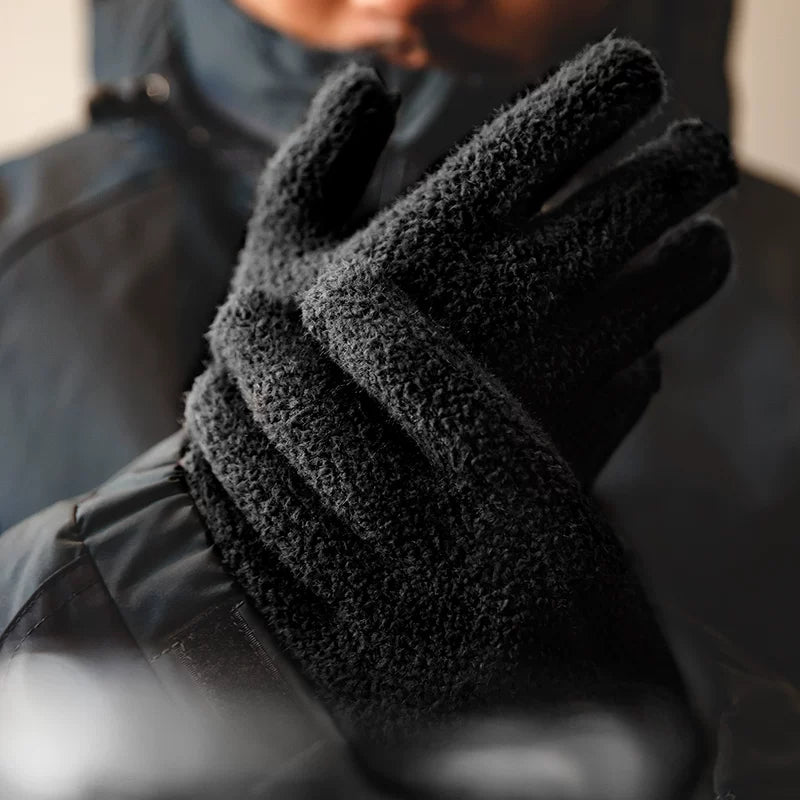 Maden Vintage Gold Mink Knitted Full Finger Gloves