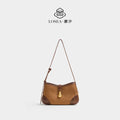 LOSEA Purple Suede Saddle Shoulder Bag - Zip Top