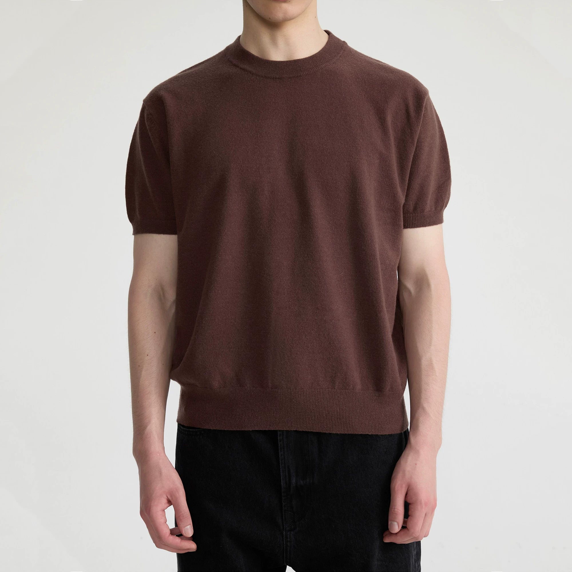 SINONOME Wool-Blend Brushed Cropped Drop-Shoulder Knit Tee