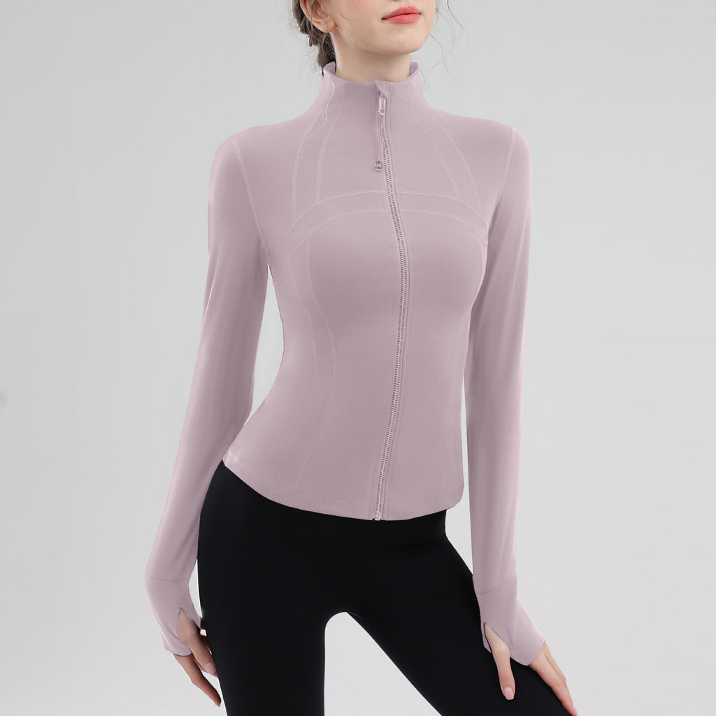 TIANQINGSE Splicing Turtleneck Slim Strap Finger Cover Long-sleeved Gym Clothes