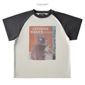 CENSMADE Retro Shoulder Splicing Casual Loose Tee