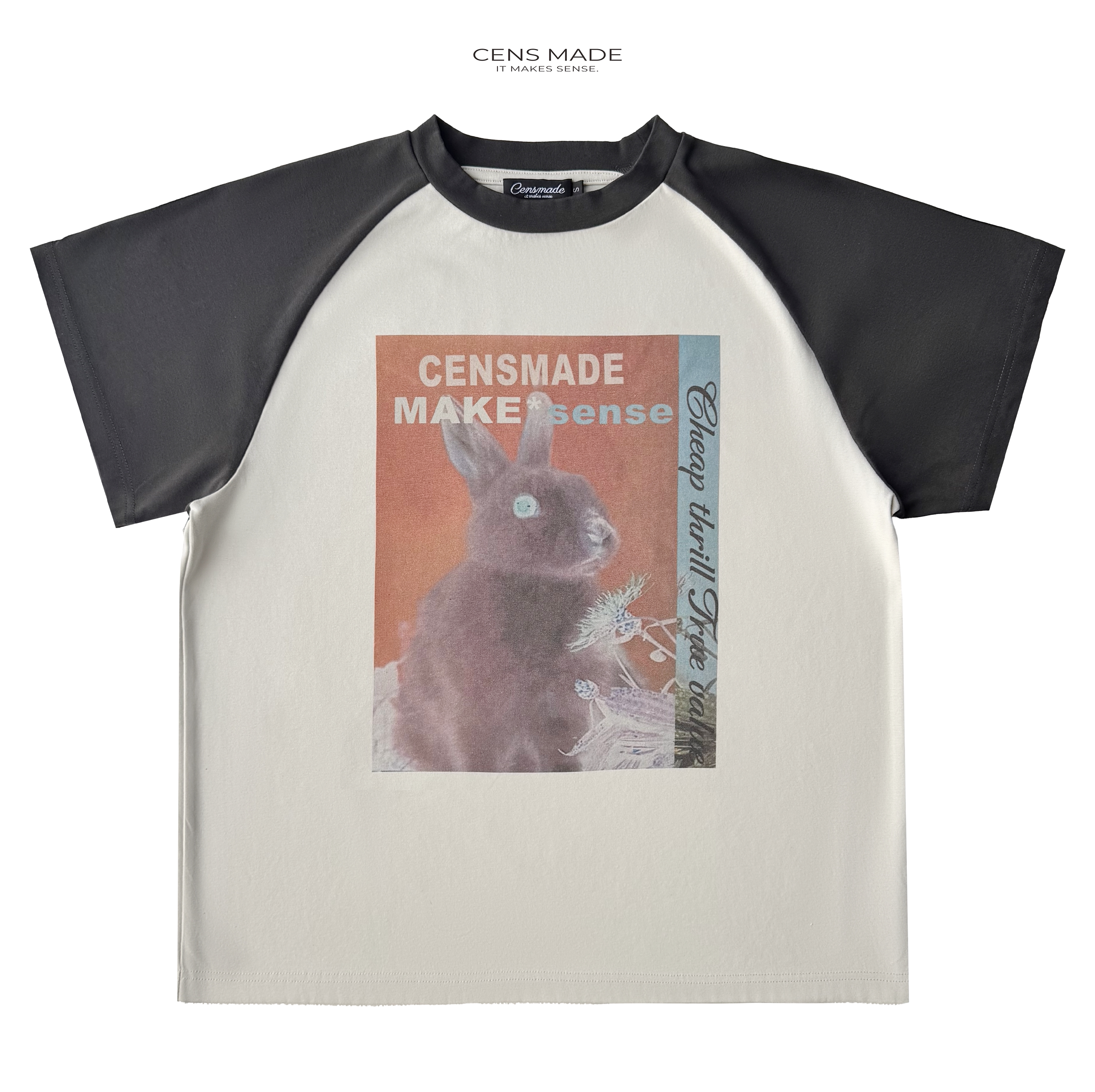 CENSMADE Retro Shoulder Splicing Casual Loose Tee