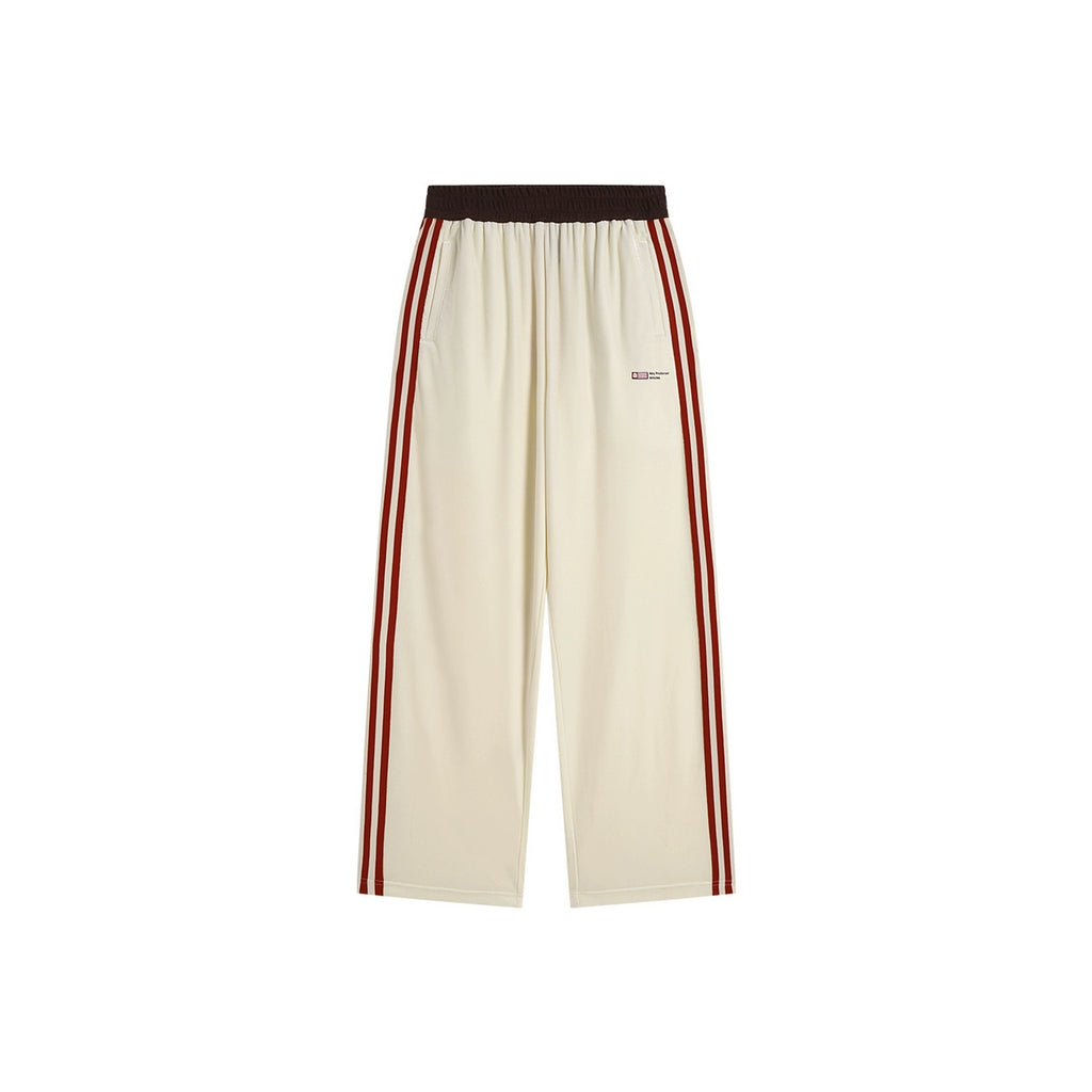 ATRY Contrast Velvet Straight Wide Leg Pants