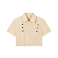 Yawhat Khaki Asymmetric Double-Breasted Cotton Shirt