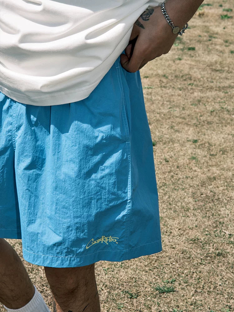 CoosRetro Embroidered 260g Loose Straight-Leg Sweat Shorts