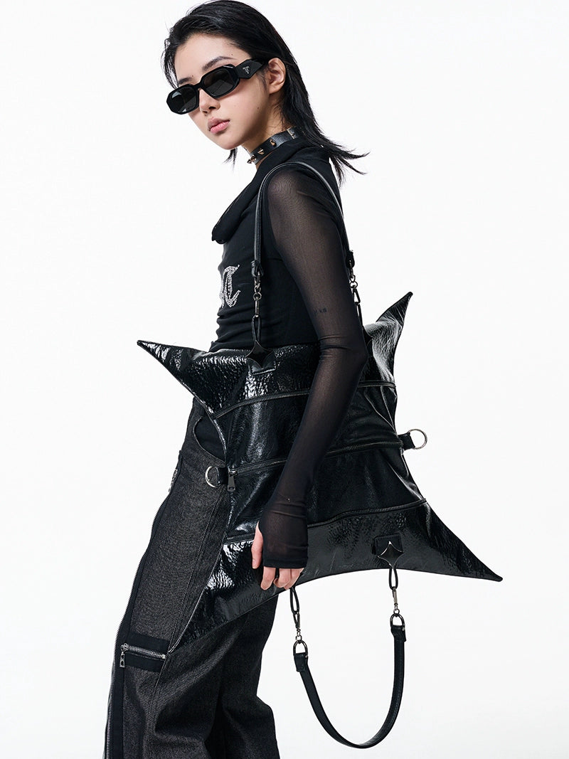 Antiphase Multi-back Four-pointed Star Zipper Shoulder Messenger Bag