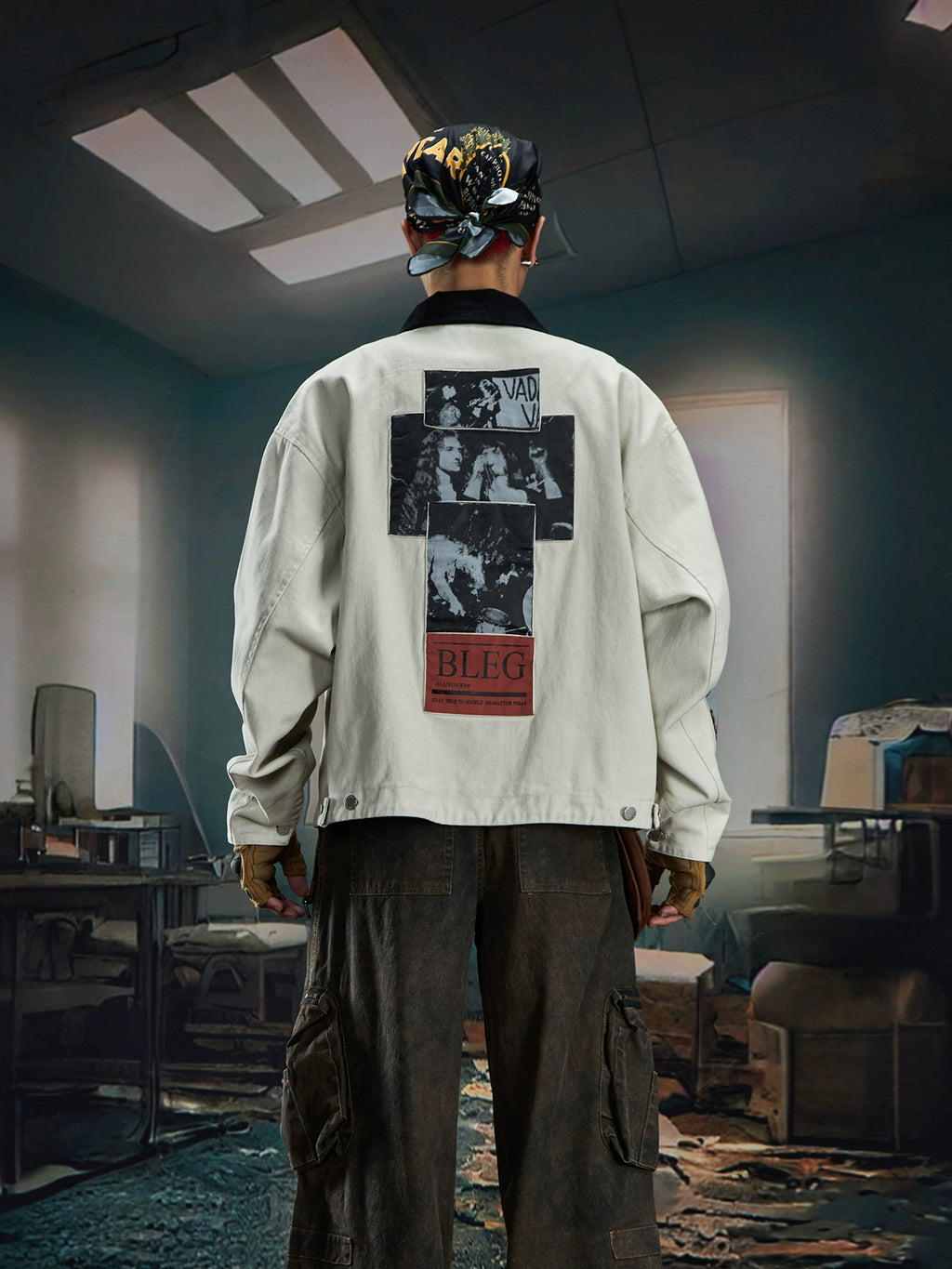 NOMANIAI Loose Zip Lapel Denim Jacket