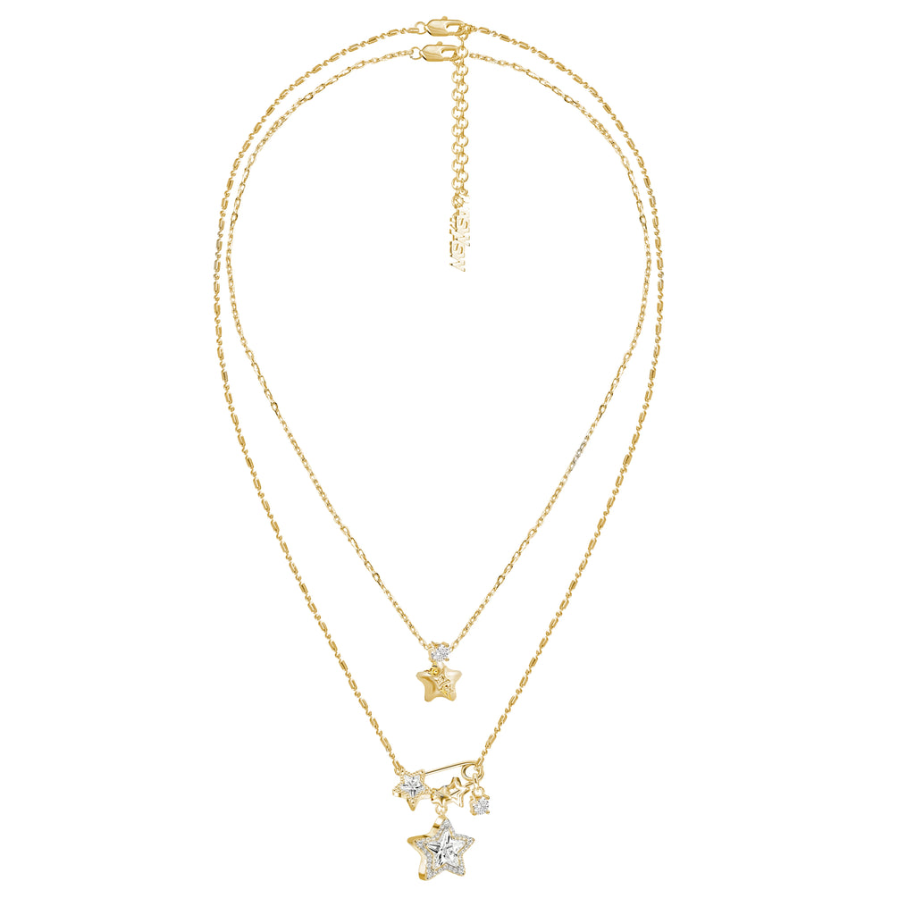 MASW Sparkling Star Layered Pendant Necklace
