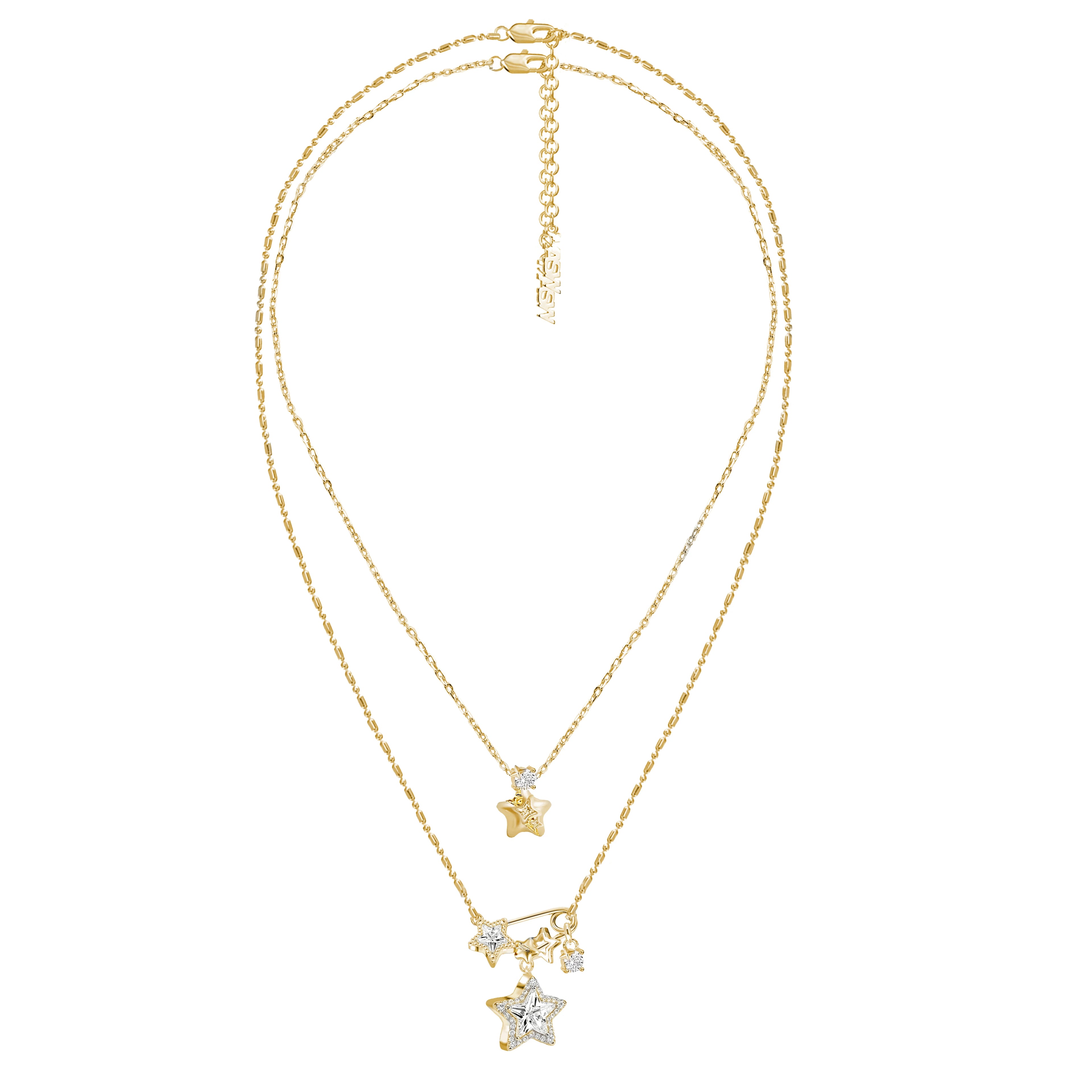 MASW Sparkling Star Layered Pendant Necklace