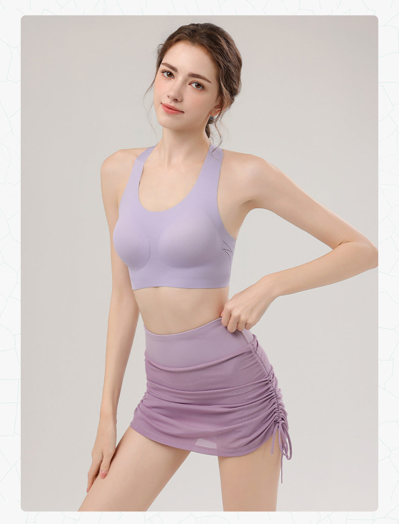 TIANQINGSE Mesh Yarn Drawstring Length Adjustable Sports Skirt