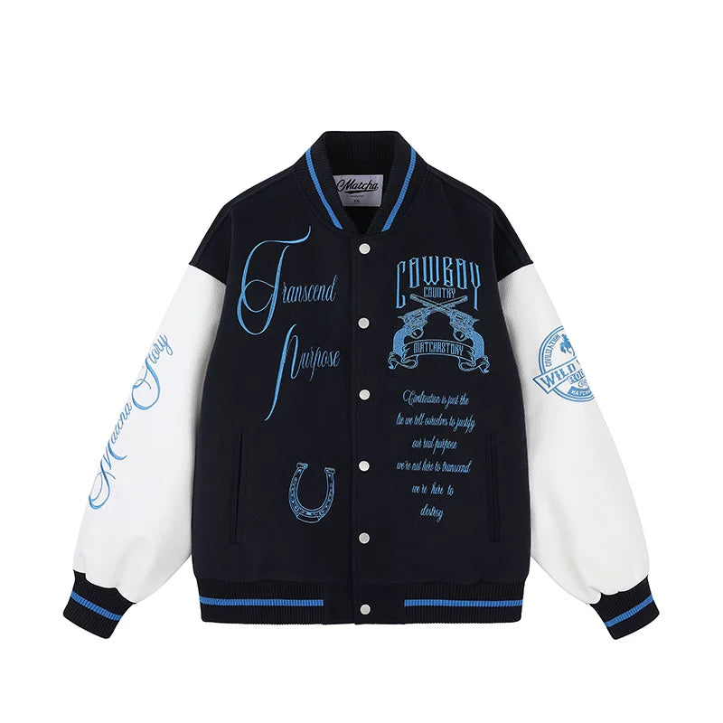 Matcha Story Embroidered Loose Bomber Jacket