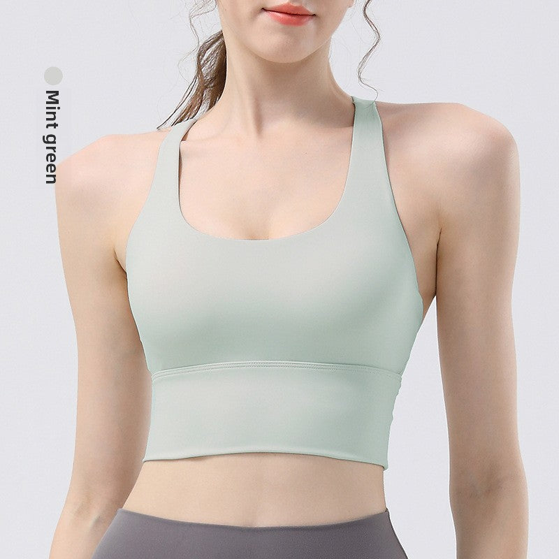 TIANQINGSE Sports Yoga Vest Solid Cup Cross Back
