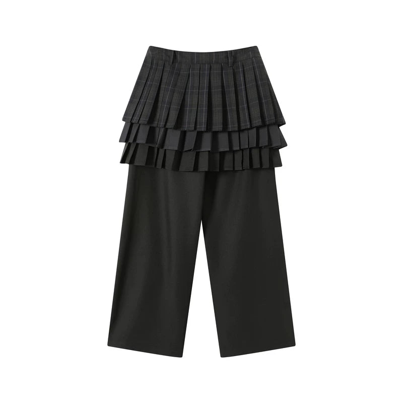 TGNS Three-layer Pleated Skirt Fart Curtain Splicing Pants