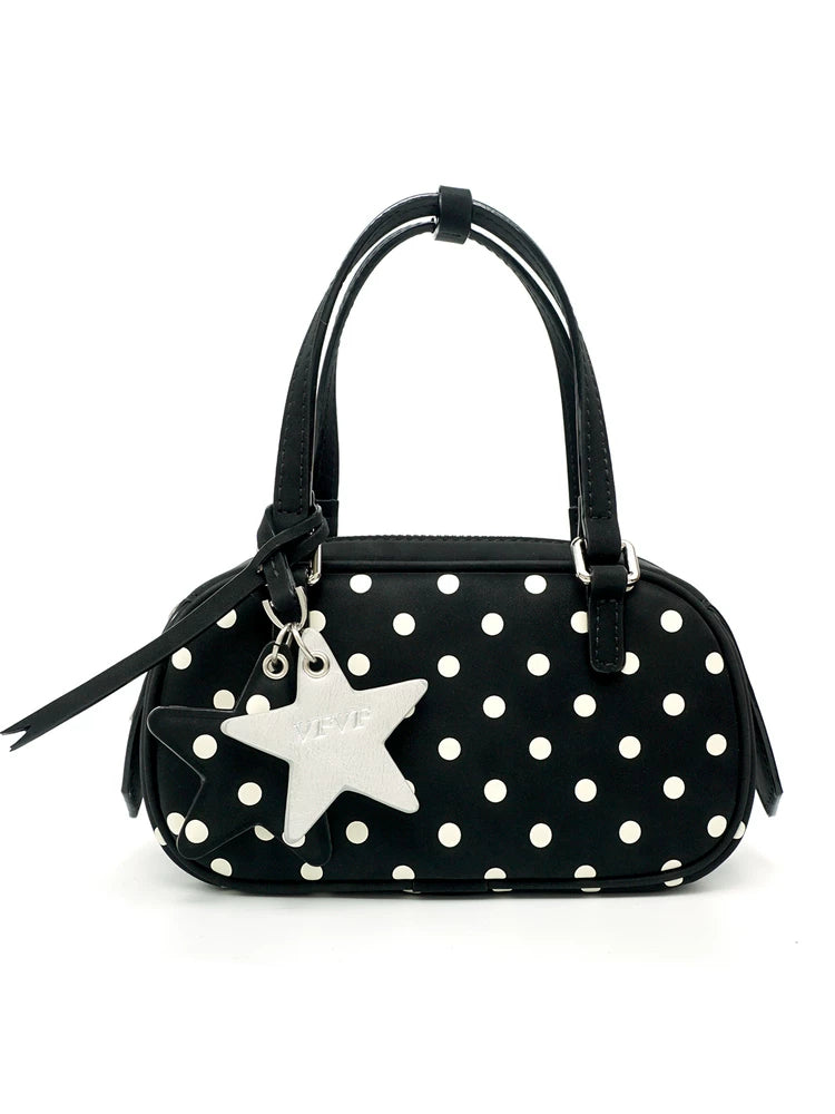VFVF Yellow Polka Dot Faux Leather Zip-Top Boston Bag