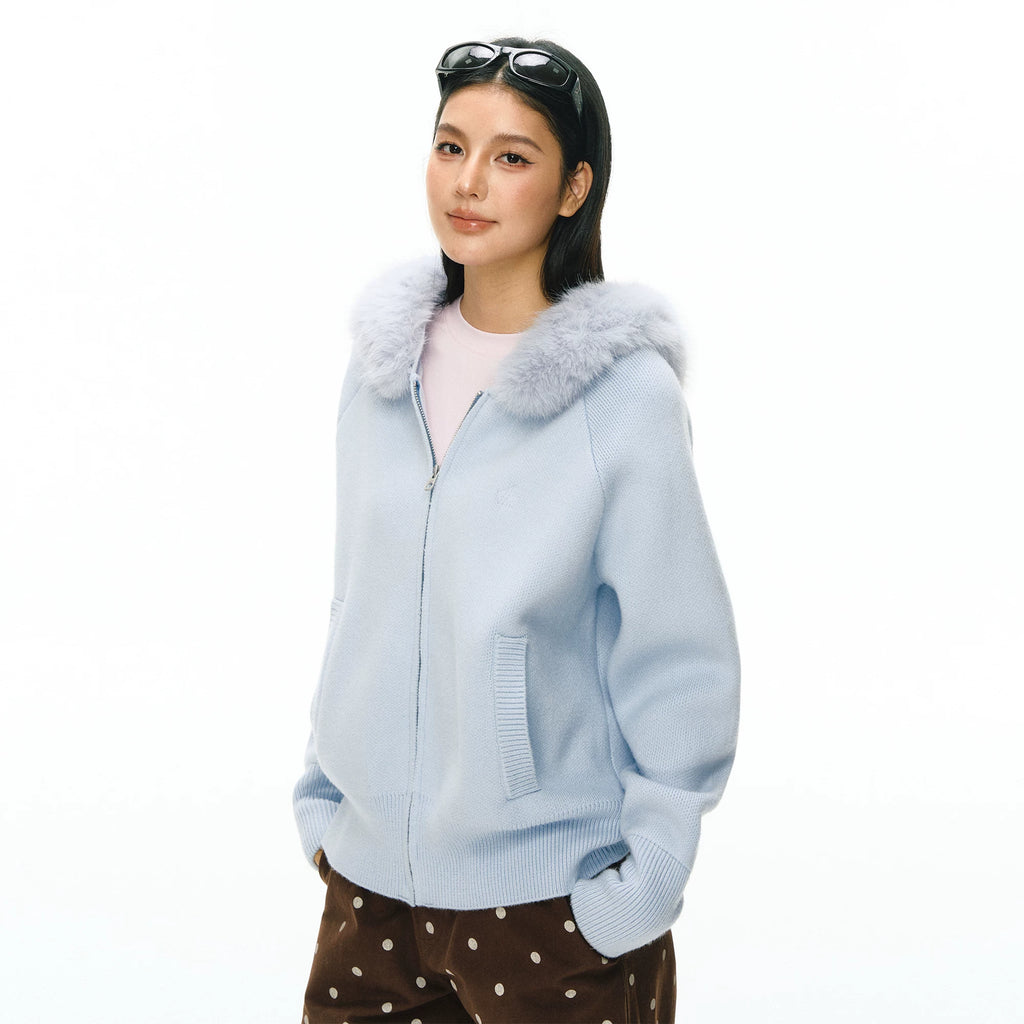 Ariseism Simple Casual Fur Collar Jacket