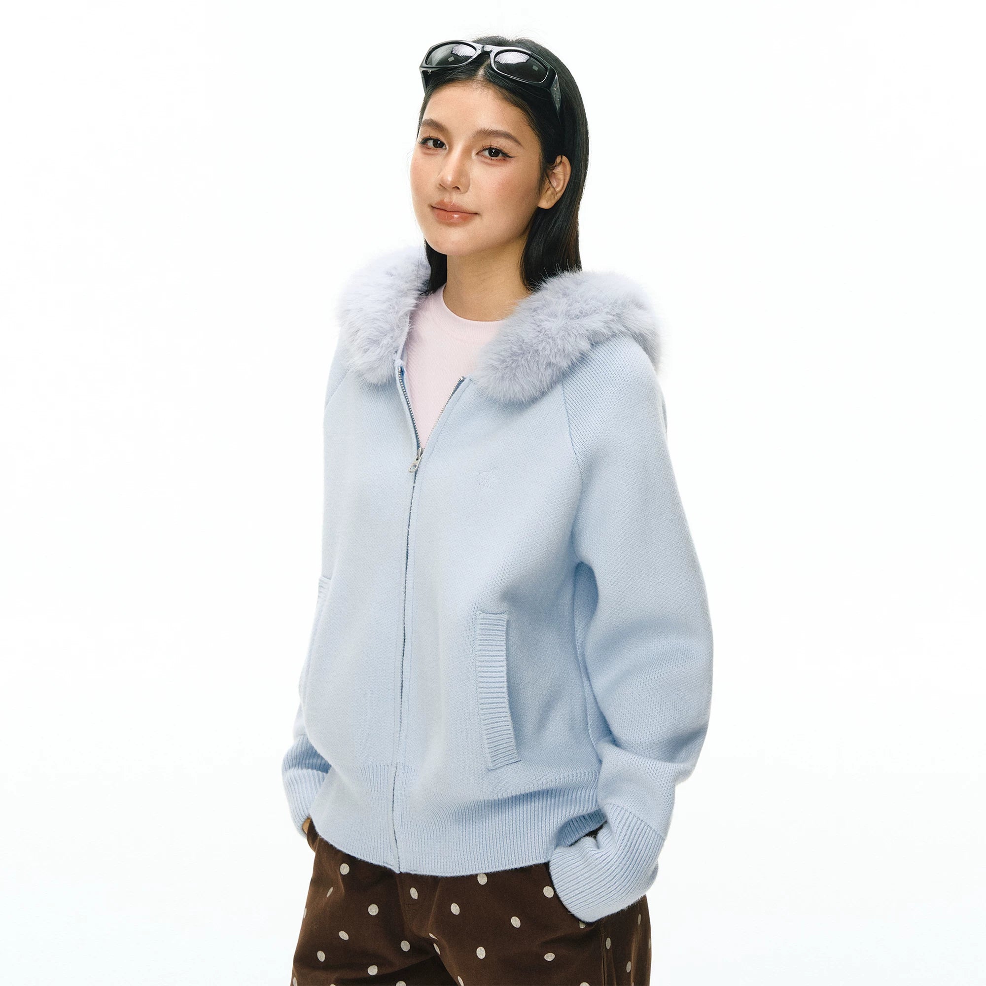 Ariseism Simple Casual Fur Collar Jacket