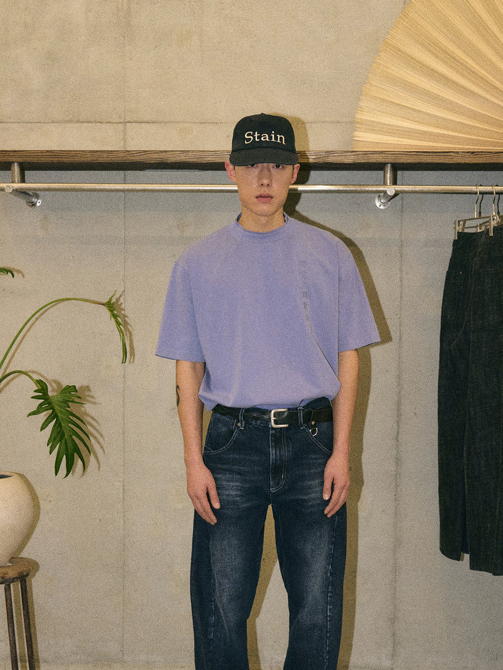 PARTIMENTO Washed Cotton Distressed Baseball Cap