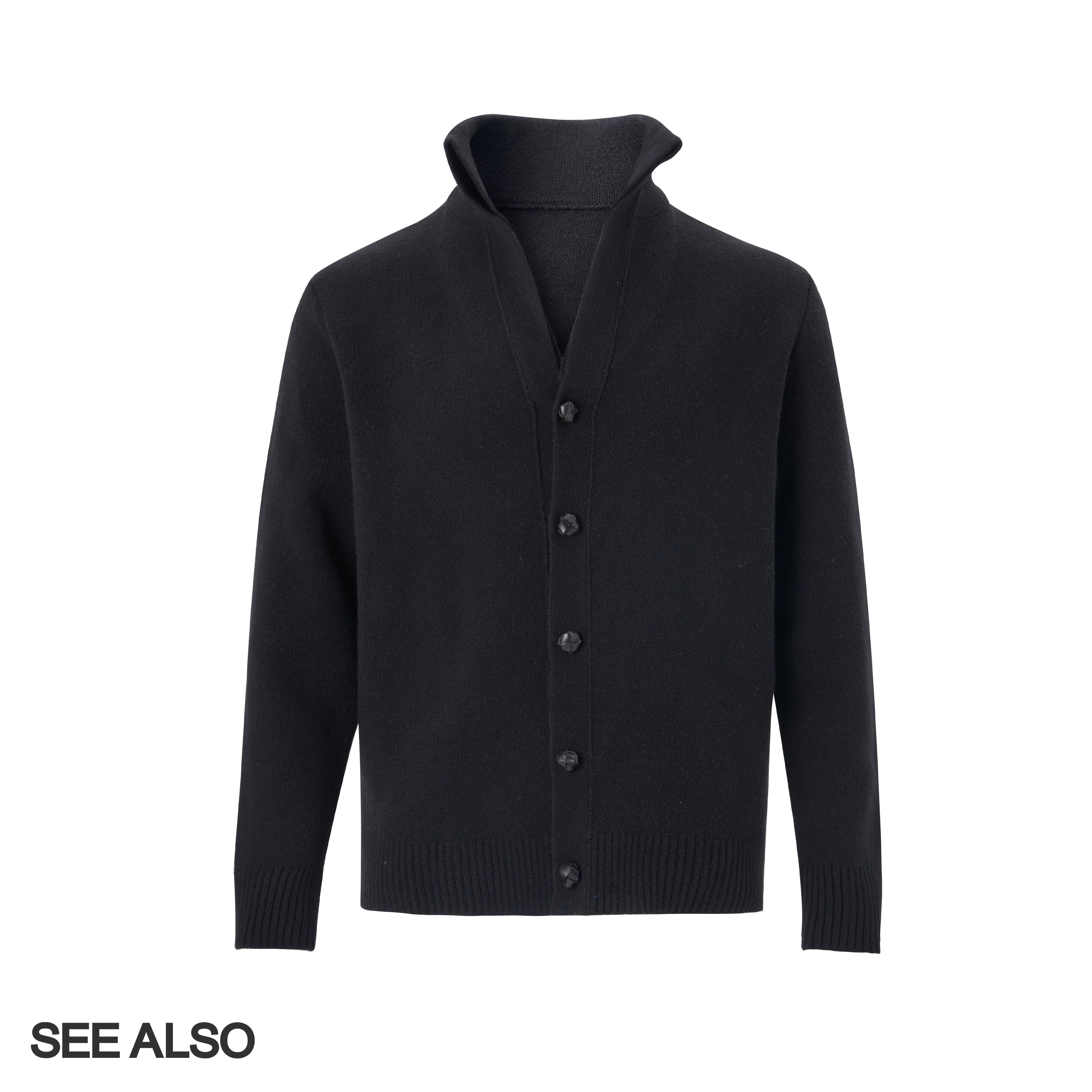 SEE ALSO Wool Handmade Cowhide Buckle Stand-up Neck Thickened Sweater Jacket