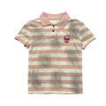 PAIKI Pink Skull Distressed Washed Striped Subculture Polo Tee