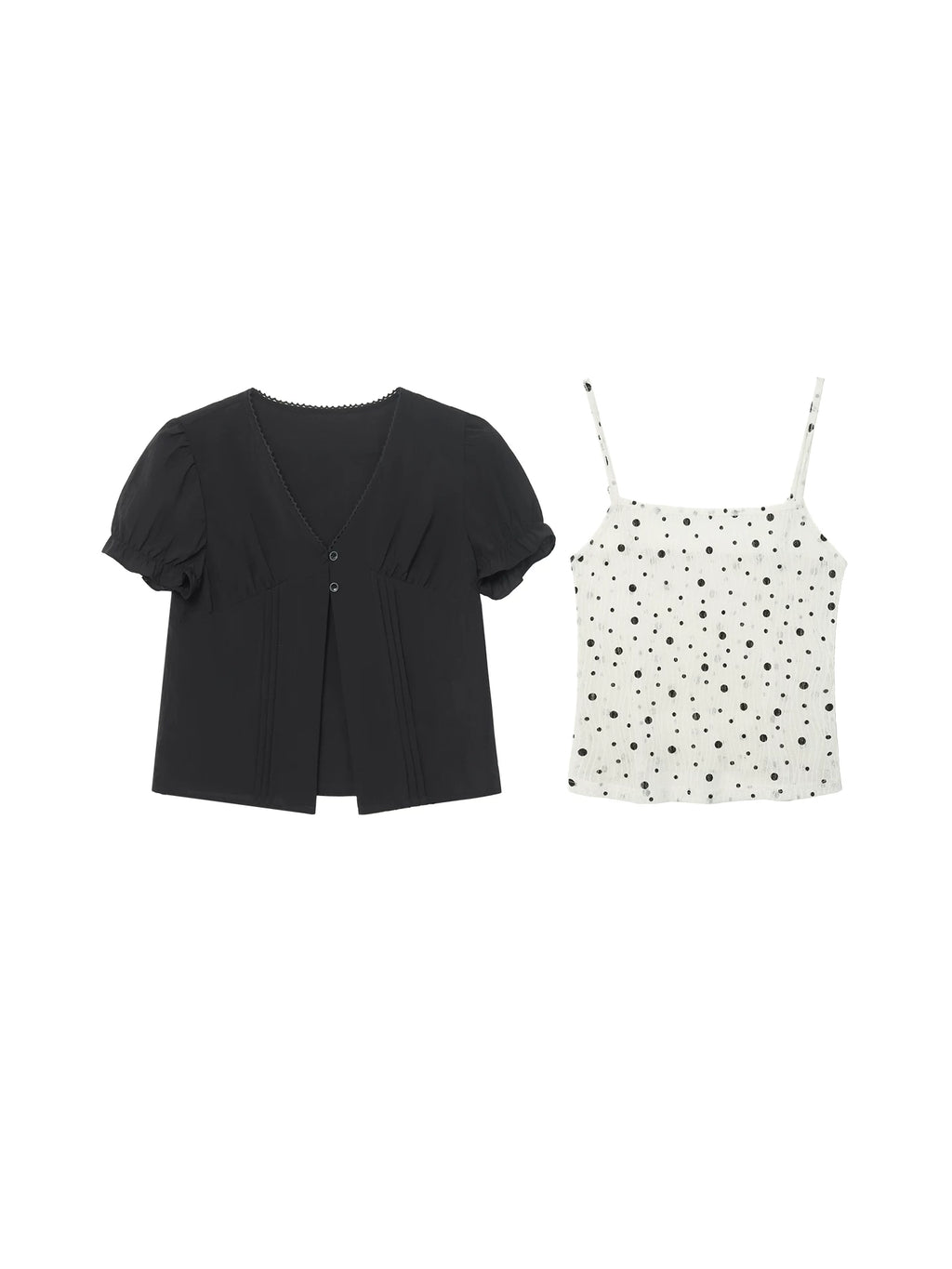 Two days off lab Lace Cami Cardigan Two-Piece Set Slimming Cropped Top