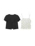 Two days off lab Lace Cami Cardigan Two-Piece Set Slimming Cropped Top
