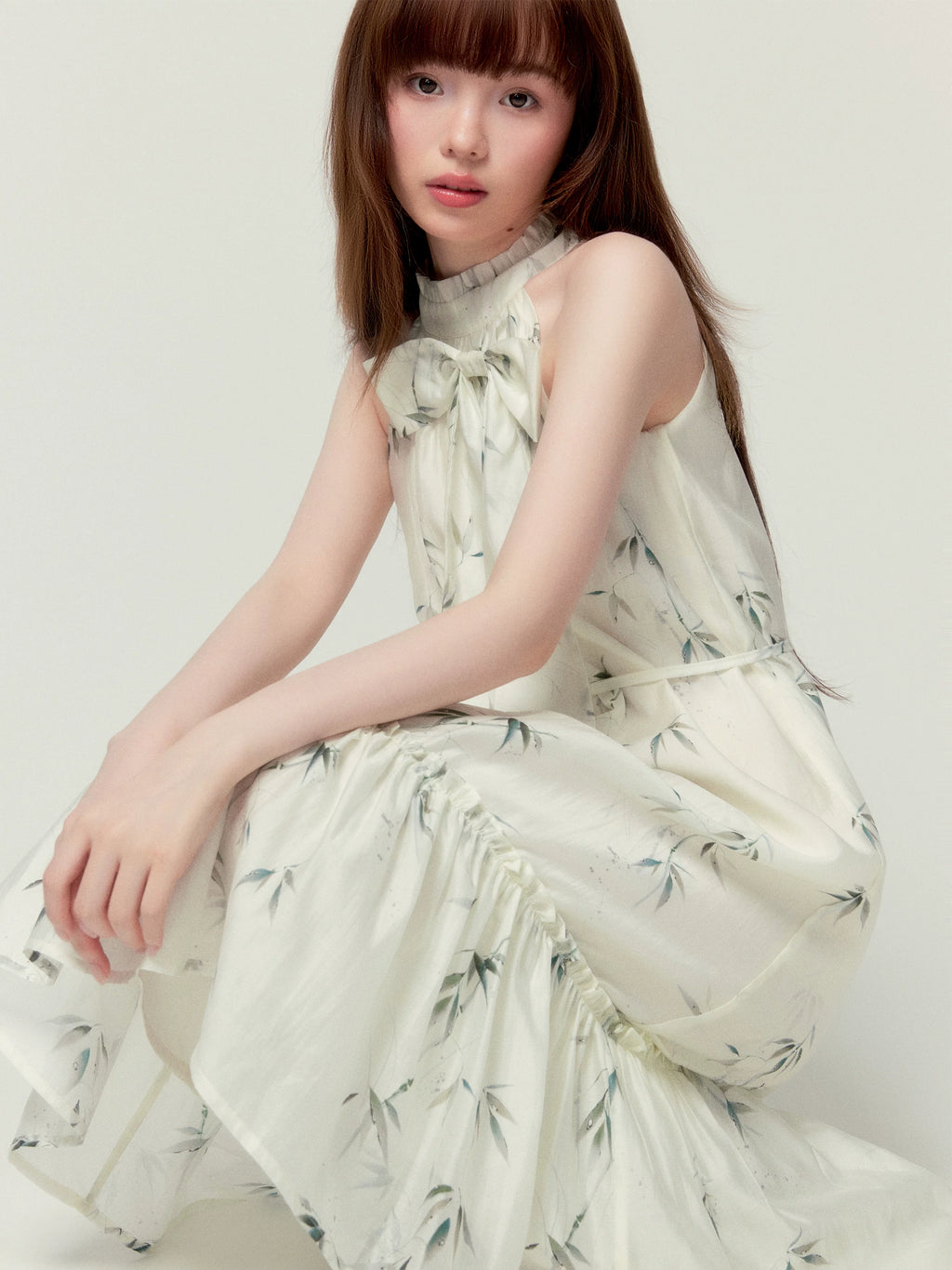 LOST FOREST Neck Bow Loose Dress