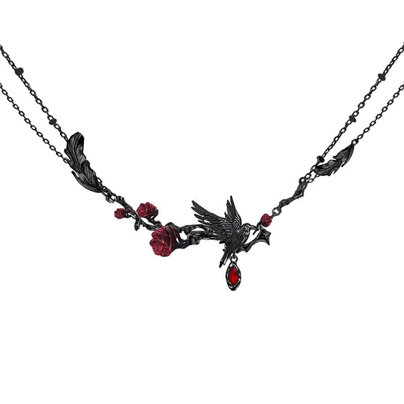 MASW Thorn Dark Rose Pendant Necklace