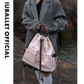 IUBALLET Pink Leather Drawstring Bucket Bag