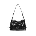 JELLY TOYBOY Black Leather Shoulder Bag - Magnetic Snap