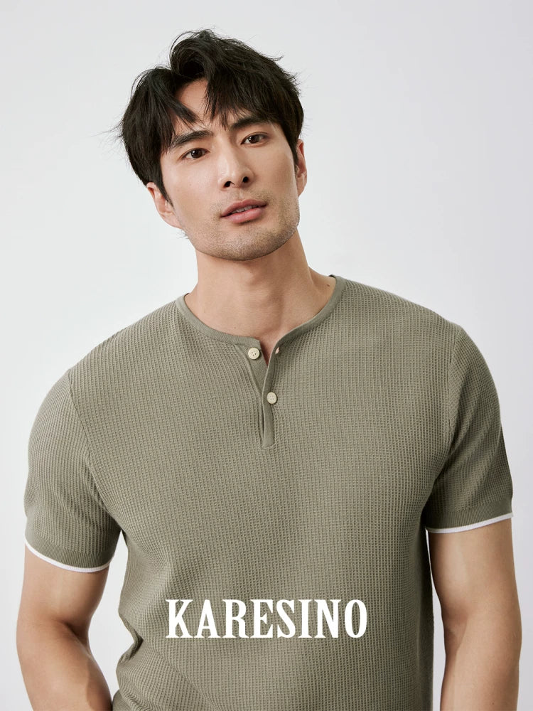 KARESINO Waffle Knit Quick-Dry Slim Fit Polo Shirt