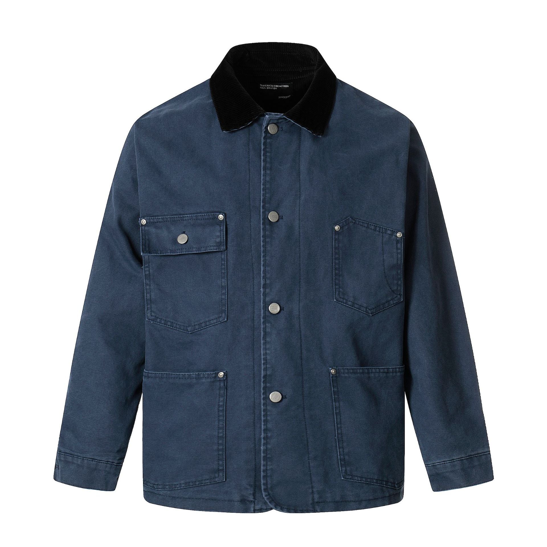 11KN Retro Wick Lapel Three-dimensional Canvas Jacket