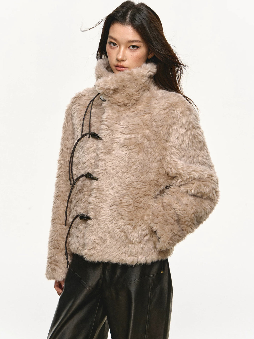 Anna Aneae Croissant Button Lamb Wool Coat