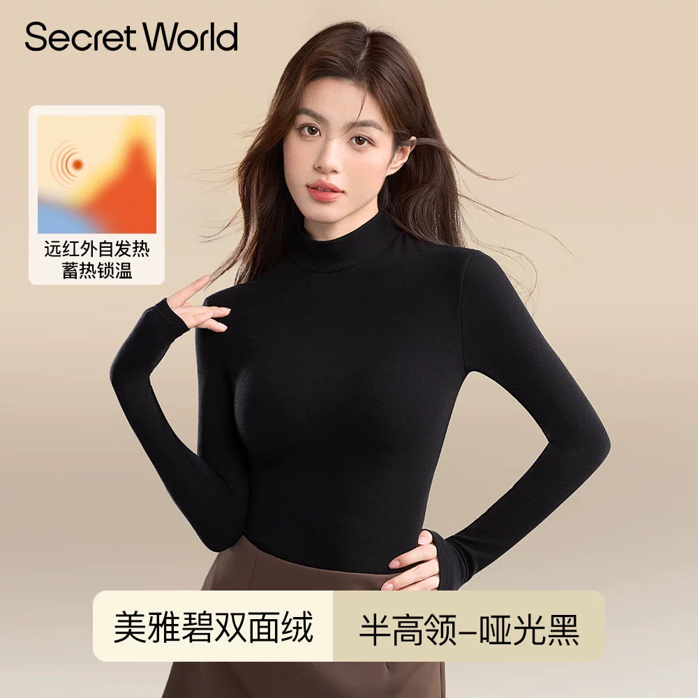 Secret World Semi-turtleneck Slim Fit Warm Inner Long Sleeve