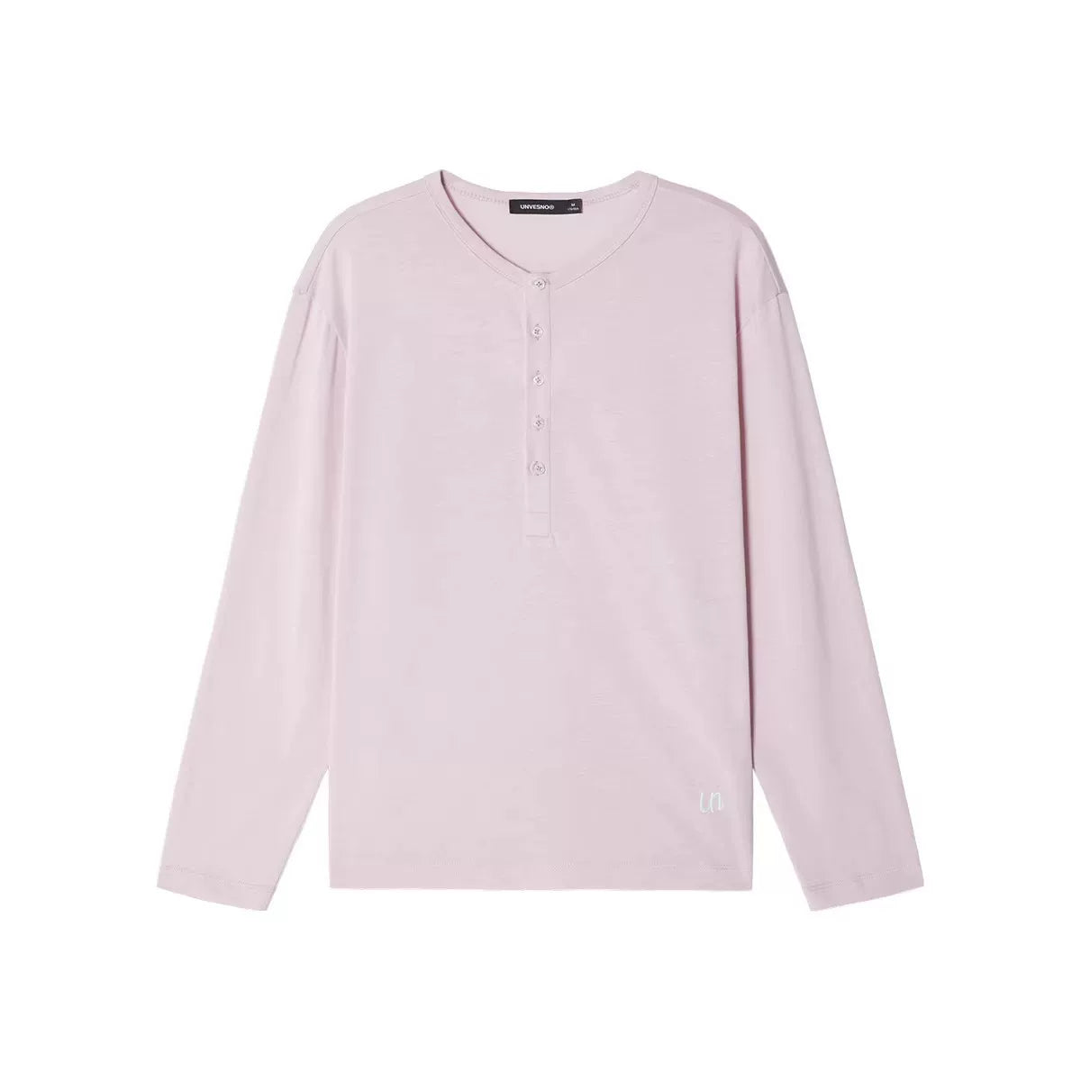 Unvesno Linen Blend Embroidery Relaxed Henley Tee