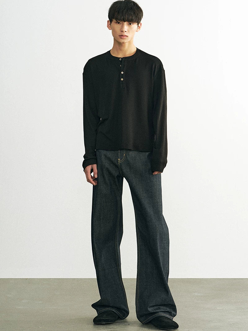 AzureLisseur Wool Henry Neck Sweater